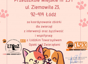 Podziekowanie od Łódzkiego Towarzystwa Opieki nad Zwierzętami